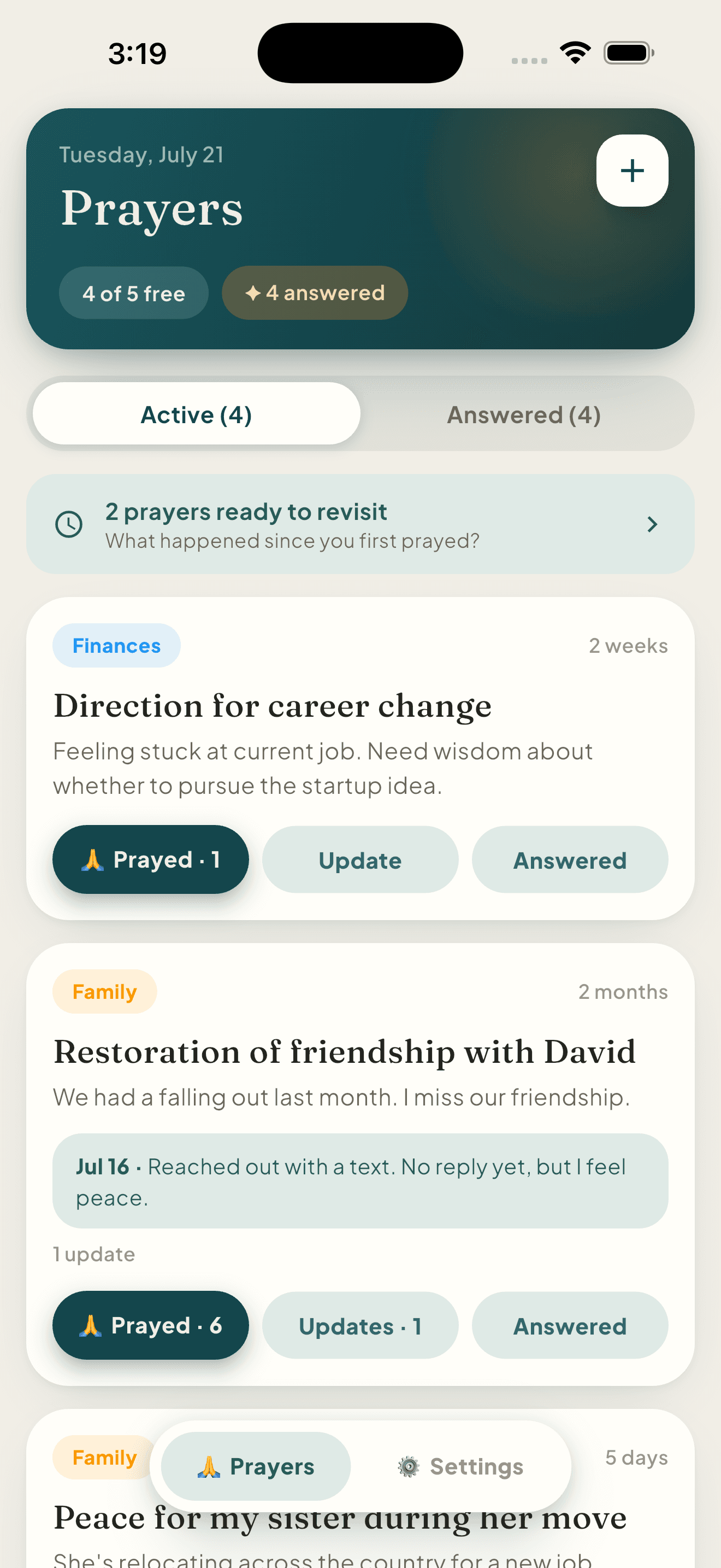 Active prayers