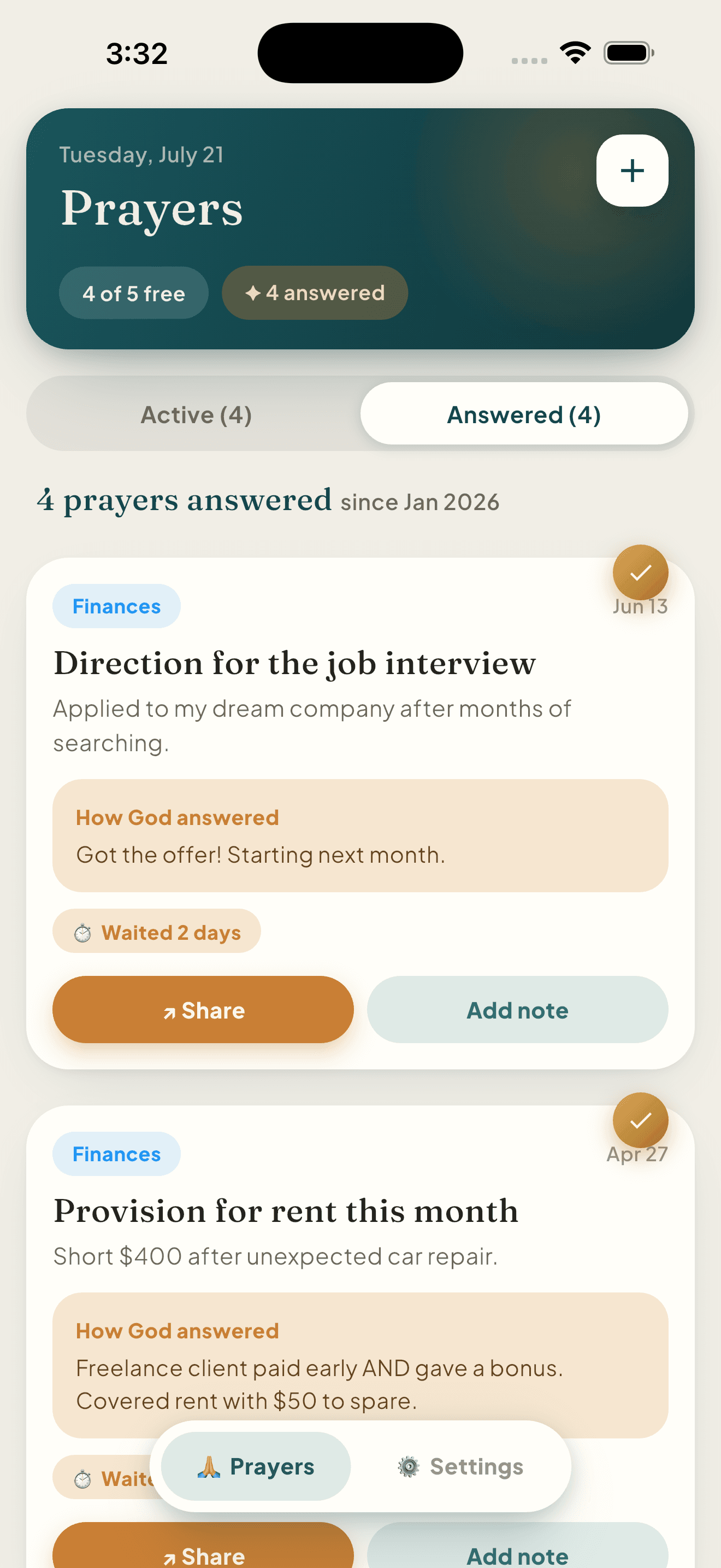 Answered prayers